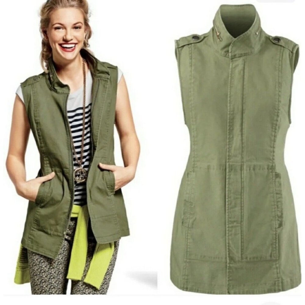 CAbi Explorer Vest Army Utility Olive Full Zip Up Military Jacket XS